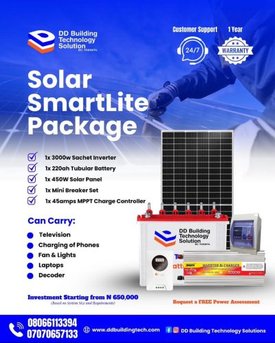 1kva Solar Package with 1 Tubular Battery & 1 Solar Panel